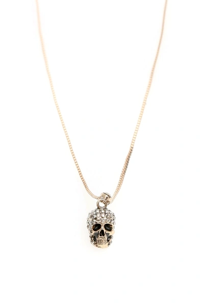 Shop Alexander Mcqueen Pave Skull Necklace In 0468 Mix (gold)