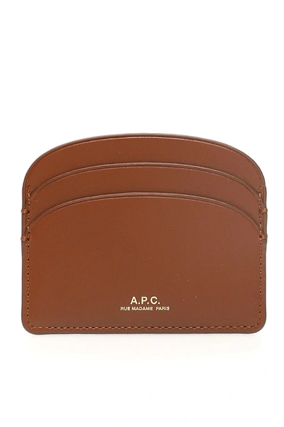 Shop Apc Demi Lune Card Holder In Noisette (brown)