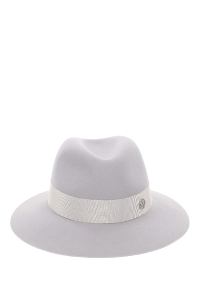 Shop Maison Michel Henrietta Felt Fedora Hat In Pearl Grey (grey)