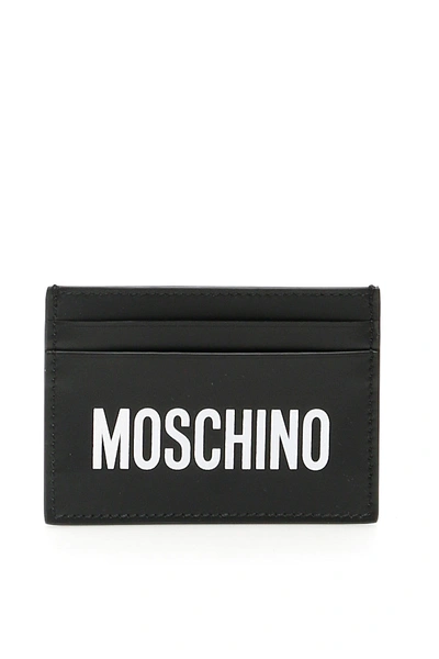 Shop Moschino Logo Cardholder In Fantasia Nero (black)
