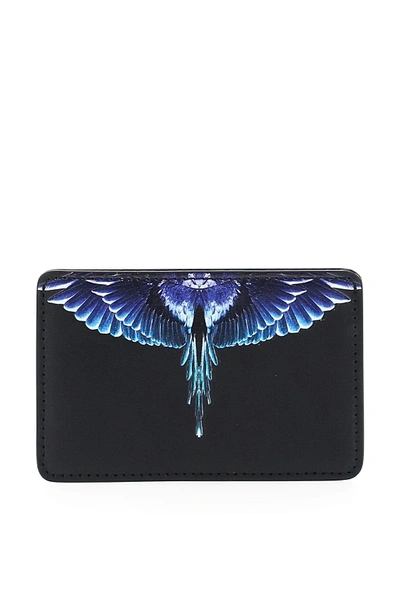 Shop Marcelo Burlon County Of Milan Diagonal Wings Card Holder In Black Turquoise (black)