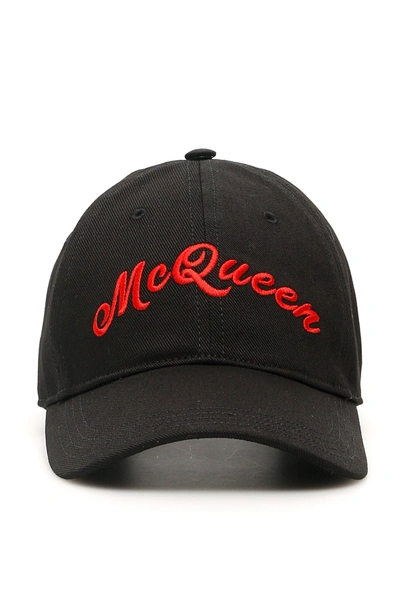 Shop Alexander Mcqueen Logo Baseball Cap In Black Red (black)