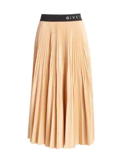Shop Givenchy Women's Pleated Midi Skirt In Beige Black