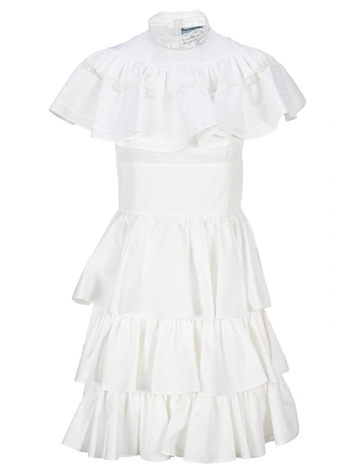 Shop Prada Ruffled Dress In White