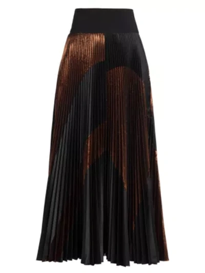 Shop Stella Mccartney Women's Arely Pleated Lurex Maxi Skirt In Brown