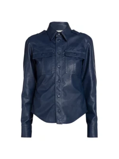 Shop Stella Mccartney Women's Spring Hill Faux-leather Shirt In Navy