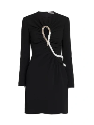 Shop Stella Mccartney Leah Embellished Keyhole Mini Dress In Black