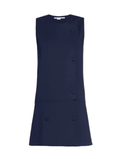 Shop Stella Mccartney Mina Sleeveless Stretch Wool Mini Dress In Navy