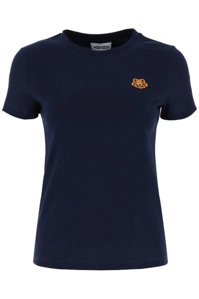 Shop Kenzo Tiger Patch T-shirt In Bleu Marine (blue)