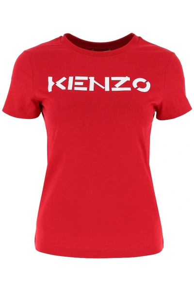 Shop Kenzo Logo Print T-shirt In Fushia Fonce (fuchsia)