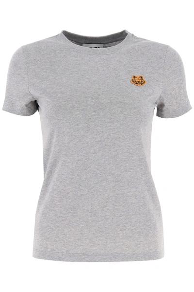 Shop Kenzo Tiger Patch T-shirt In Gris Perle (grey)