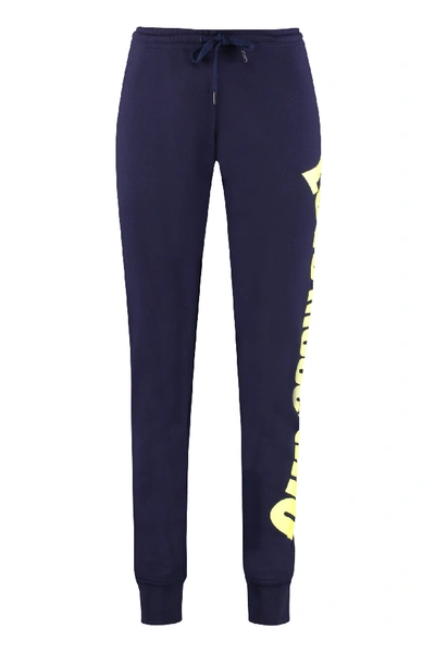 Shop Love Moschino Logo Detail Cotton Track-pants In Blue