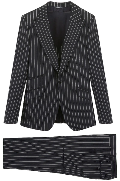 Shop Dolce & Gabbana Sicilia Three-piece Suit In Rigato (black)