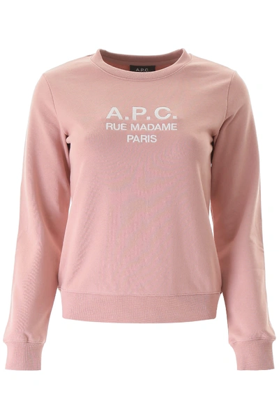 Shop A.p.c. Tina Sweatshirt With Logo Embroidery In Vieux Rose (pink)