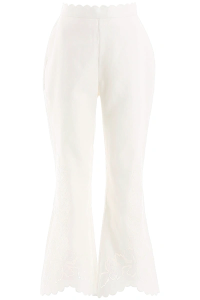 Shop Zimmermann Carnaby Flared Trousers In Ivory (white)