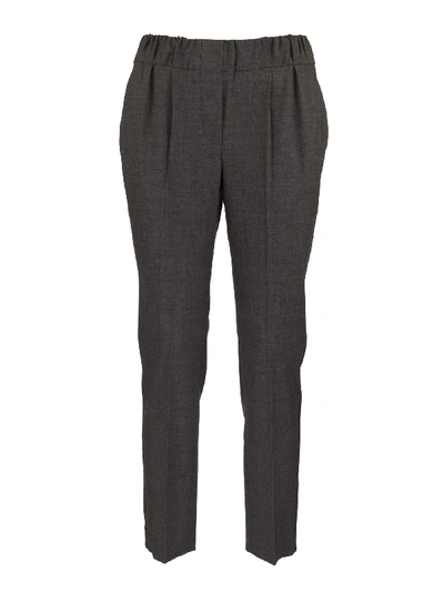 Shop Brunello Cucinelli Grey Pants With Chain Appliqués