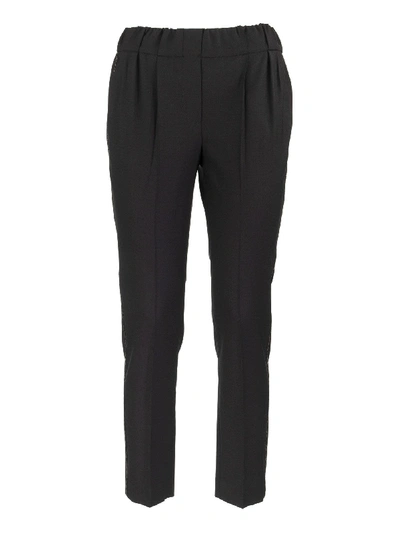 Shop Brunello Cucinelli Grey Pants With Chain Appliqués In Black