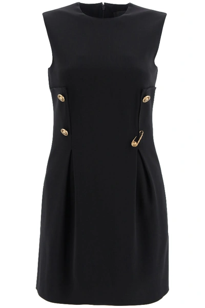 Shop Versace Mini Dress With Safety Pin In Nero (black)