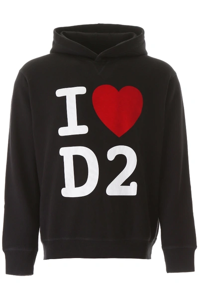 Shop Dsquared2 I Love D2 Hoodie In Black (black)