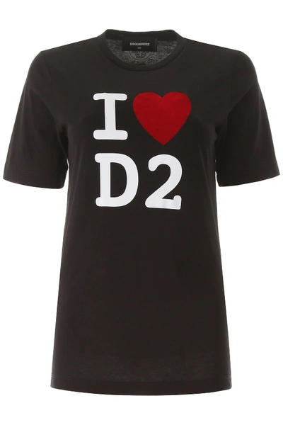 Shop Dsquared2 I Love D2 Print T-shirt In Black (black)