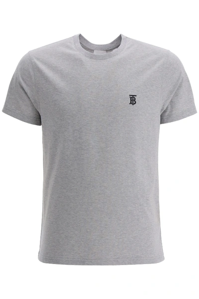 Shop Burberry Tb Monogram T-shirt In Pale Grey Melange (grey)