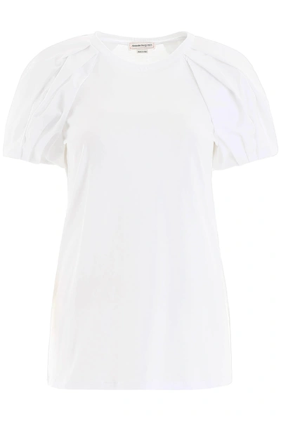 Shop Alexander Mcqueen Balloon Sleeves T-shirt In Optical White (white)