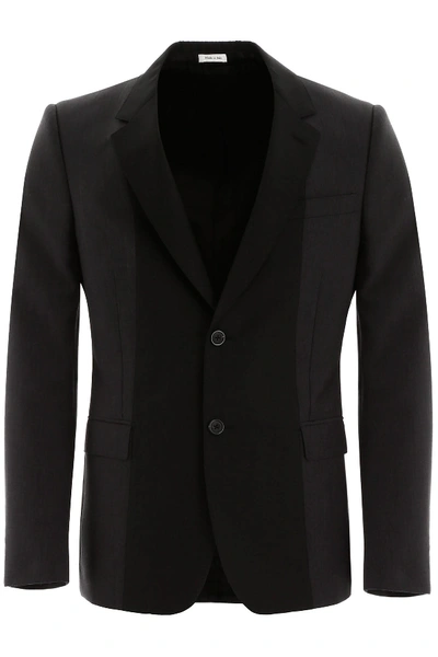 Shop Alexander Mcqueen Hybrid Wool Blazer In Charcoal (grey)