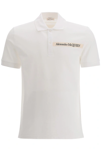 Shop Alexander Mcqueen Logo Tape Polo Shirt In White (white)