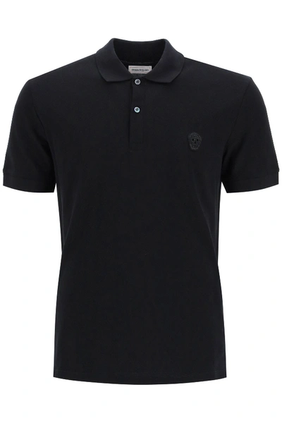 Shop Alexander Mcqueen Polo Shirt With Skull Patch In Black (black)