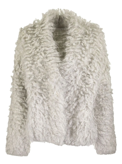 Shop Brunello Cucinelli Cardigan Mohair And Wool Pearl Grey