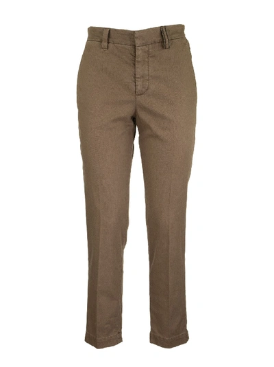 Shop Brunello Cucinelli Skinny Cotton Cigarette Trousers In Camel