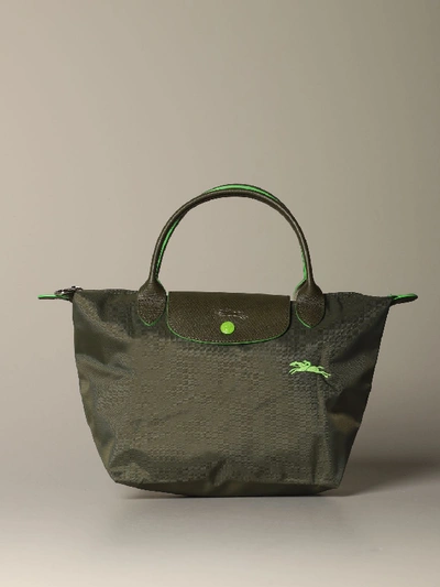 Shop Longchamp Bag In Nylon With Logo In Forest Green