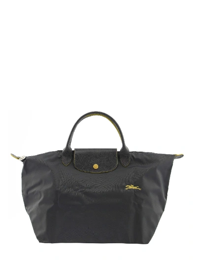 Shop Longchamp Top Handle Bag M Le Pliage Gun Metal