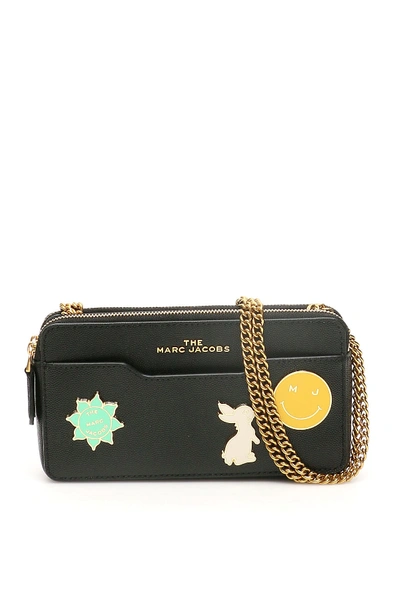 Shop Marc Jacobs Chain Mini Bag With Logo Charm In Black (black)