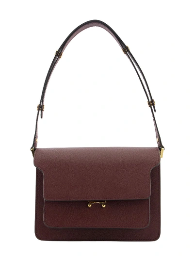 Shop Marni Trunk Bag In Saffiano Leather In Ruby
