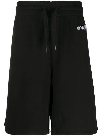 Shop Moschino Broken Logo Track Shorts In Black