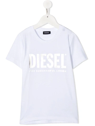 Shop Diesel Logo Print Short-sleeve T-shirt In White