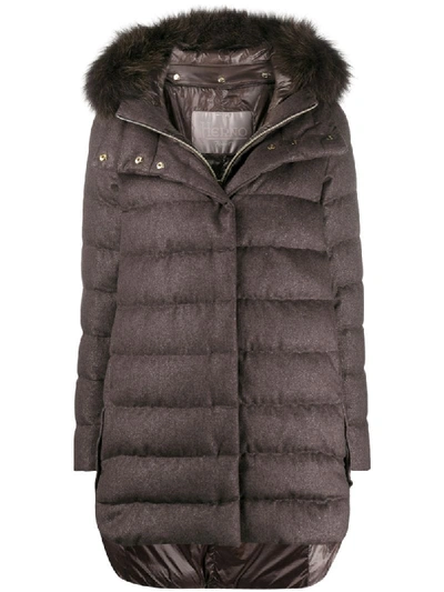 Shop Herno Glitter Effect Puffer Jacket In Brown