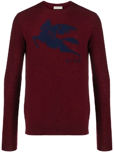 Shop Etro Logo-jacquard Sweater In Red