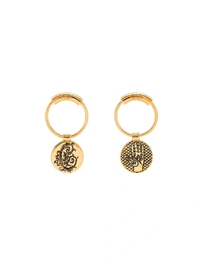 Shop Chloé Palm Floral Coin Charm Earrings In Gold