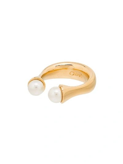 Shop Chloé Gold-plated Darcey Twin Pearl Ring