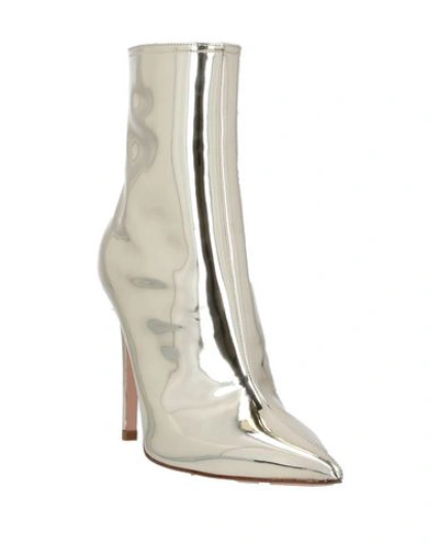 Shop Elisabetta Franchi Woman Ankle Boots Platinum Size 8 Soft Leather In Grey