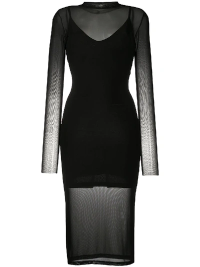 Shop Alchemy Sheer Fitted Dress In Black