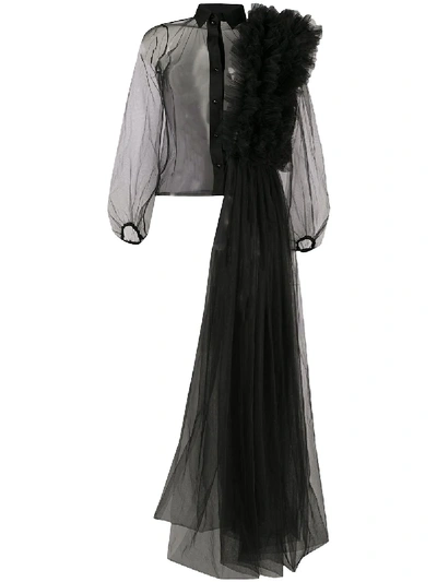 Shop Alchemy Sheer Asymmetric Shirt In Black