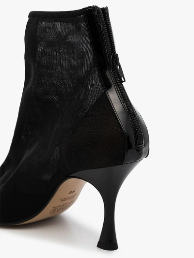 Shop Mm6 Maison Margiela Black Mesh Ankle Boots