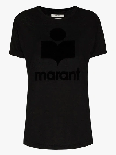 Shop Isabel Marant Étoile Black Koldi Logo T-shirt