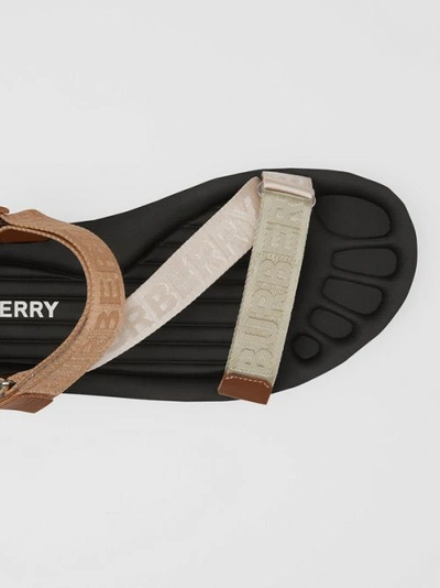 Shop Burberry Logo Jacquard Sandals In Archive Beige