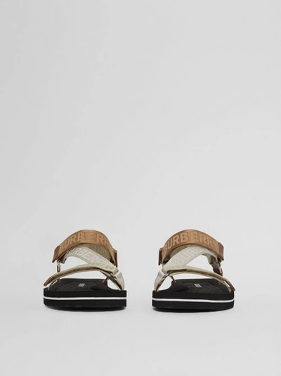 Shop Burberry Logo Jacquard Sandals In Archive Beige