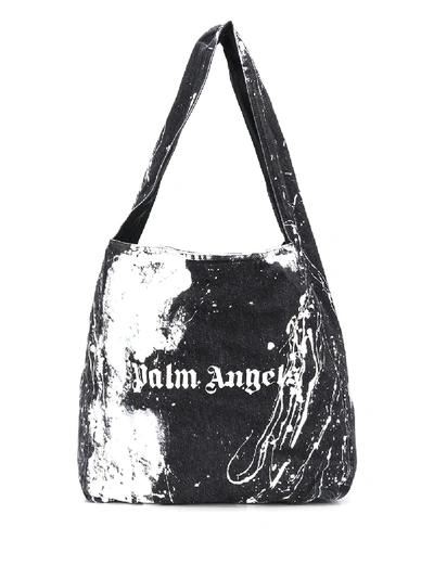 Shop Palm Angels Tie-dye Logo Print Tote Bag In Black