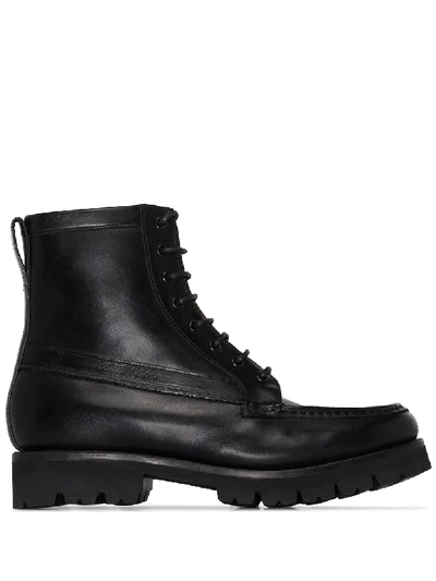Shop Grenson Harper Lace-up Leather Ankle Boots In Black